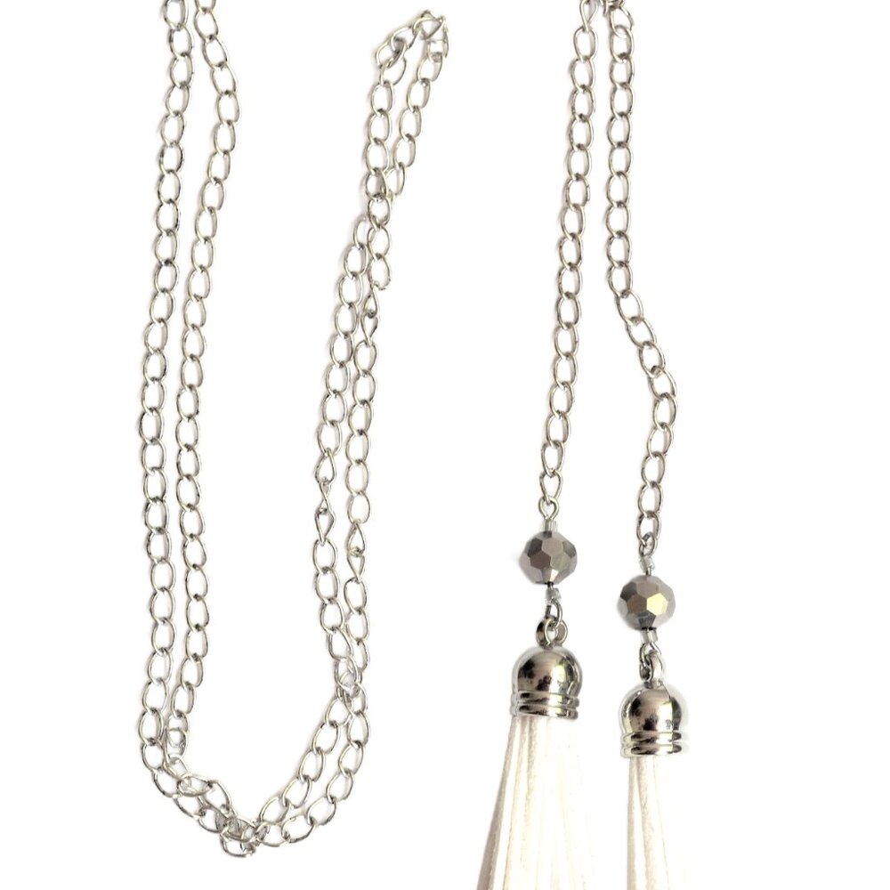 White Tassel Fringe Necklace
